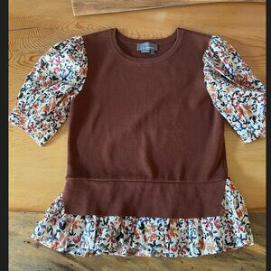 Layered Poplin-Sleeve Sweater